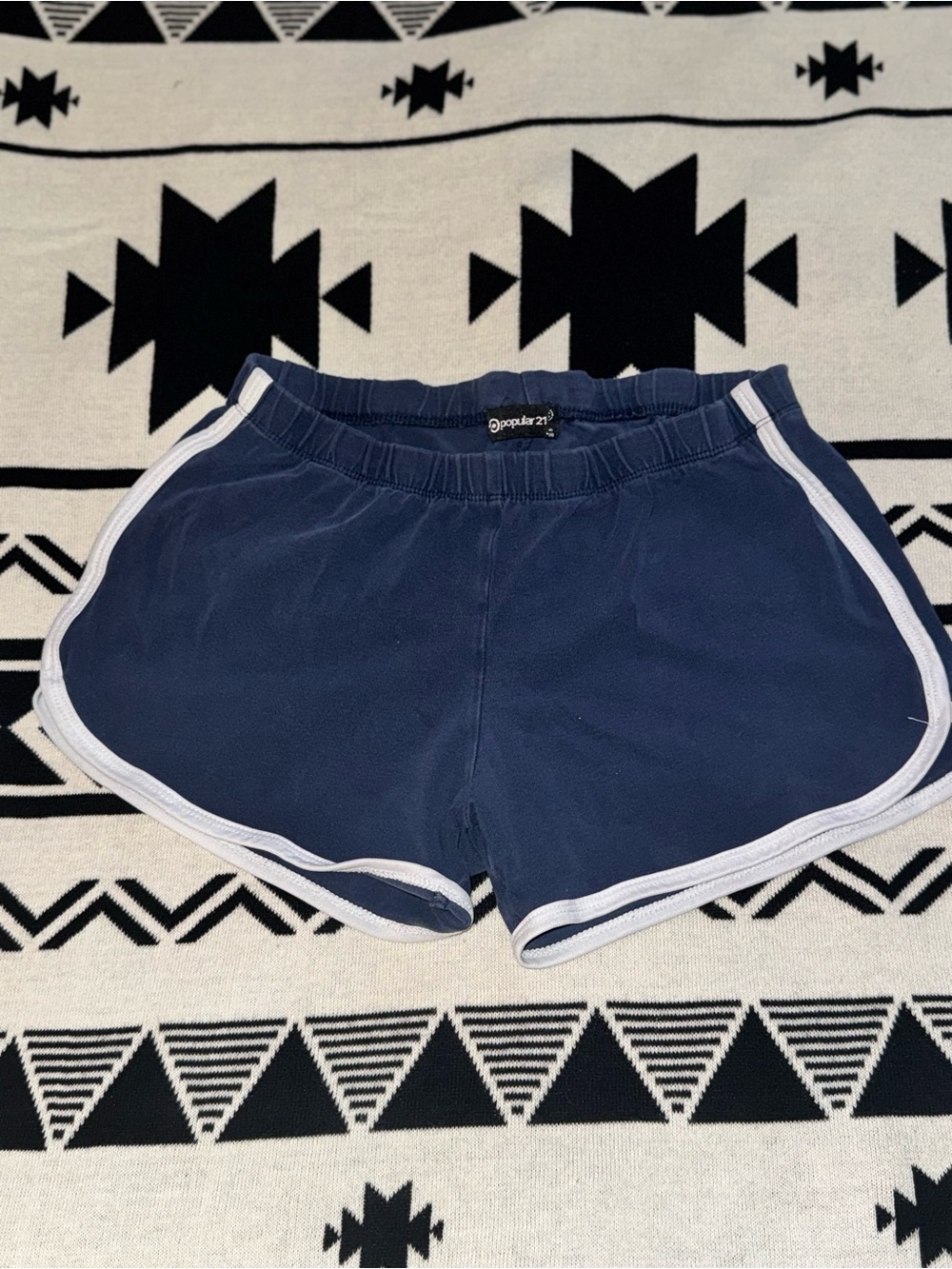 Women's Navy Athletic Shorts with White Trim
